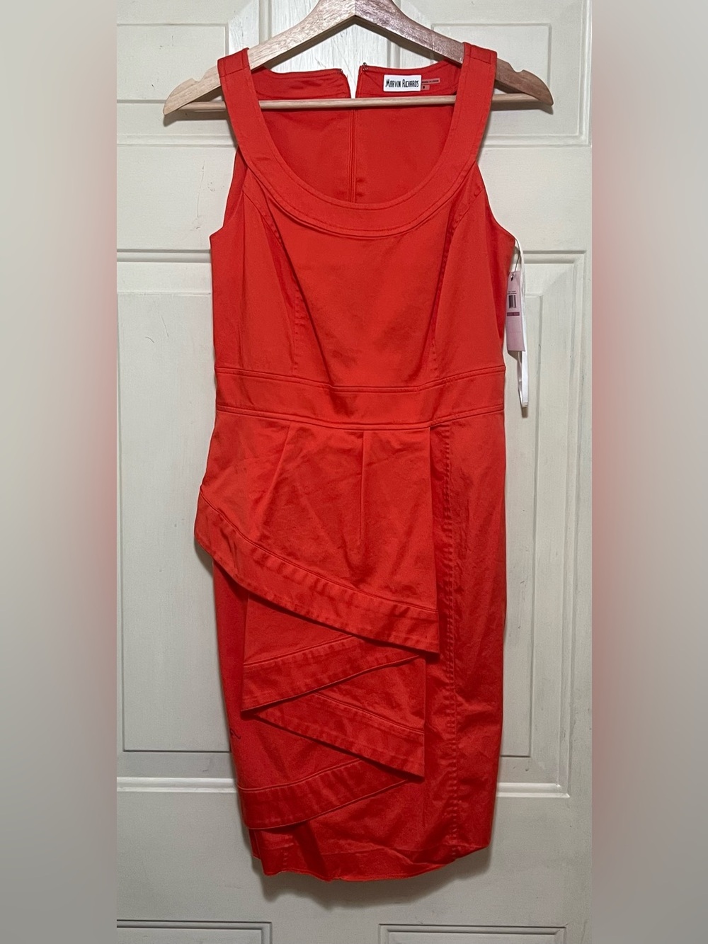 ๐ * NWT Marvin Richards Persimmon Red Ruffle Sheath Dress Size 6